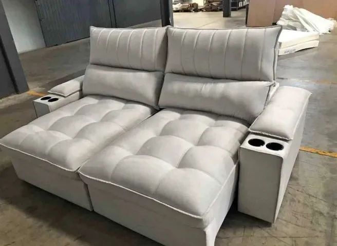 sofá retrátil reclinável + porta copo conjugado