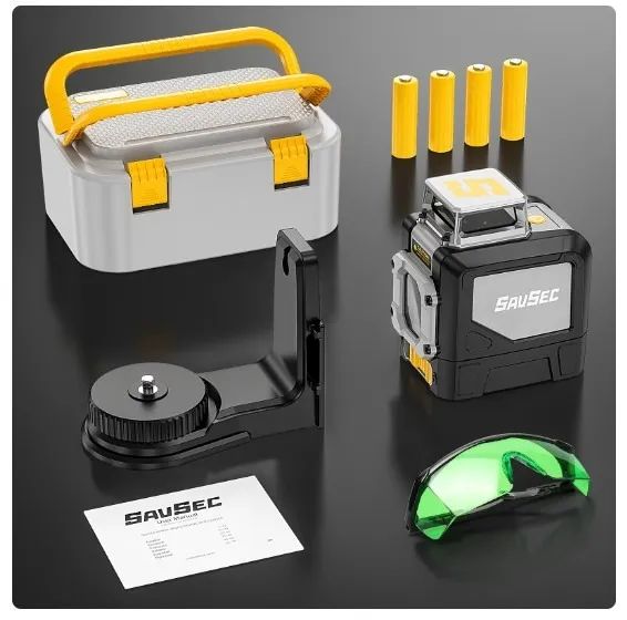 Nível Laser Verde Savsec 5 Linhas 360° Com Estojo Rígido