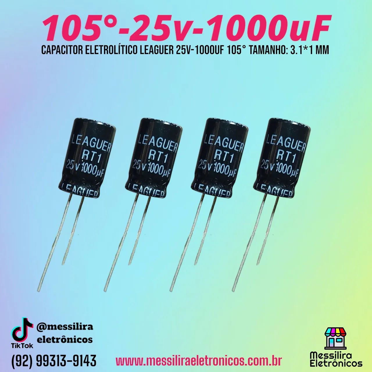 Leaguer Electrolytic Capacitor Kit (4 Units), 25V–1000µF, 105°C