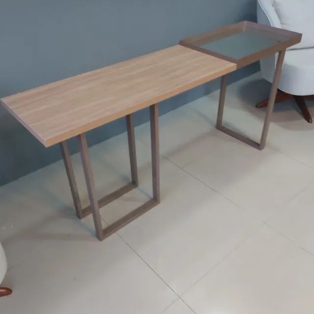 Iron Buffet Table with Wood and Mirror Top, 1.60 M (New Product)