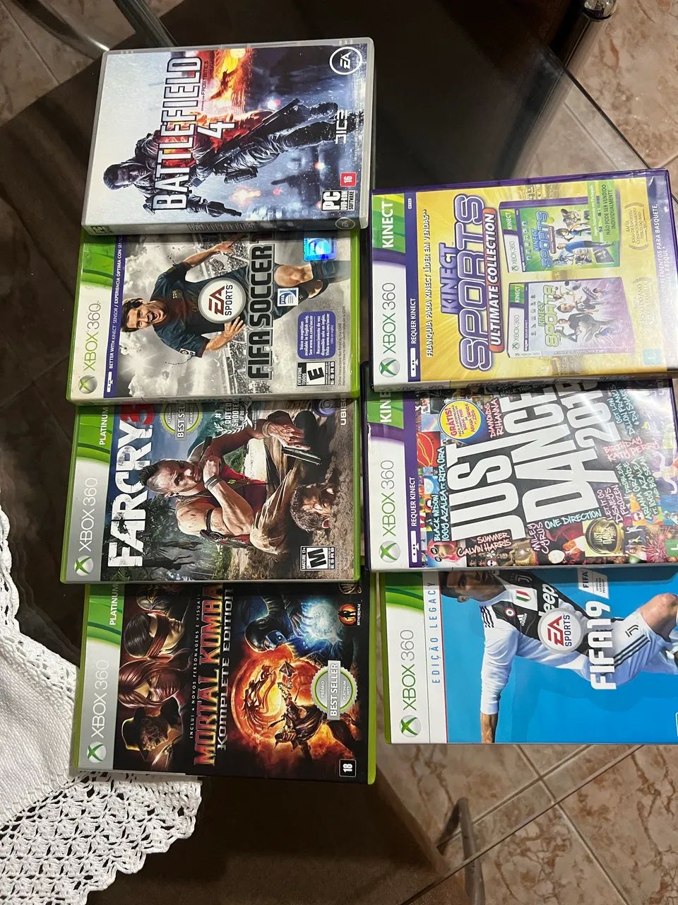 XBOX 360, 2 controles + kinect e jogos 64303559400450122