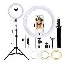 Ring Light Led celular selfie Iluminador 26cm 10 Polegadas Completo Tripé 210cm