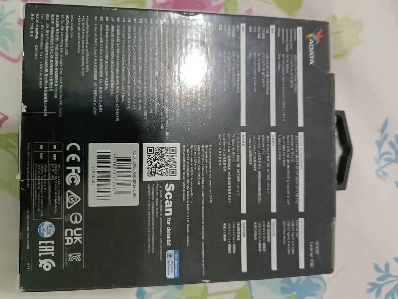 SSD Externo ADATA ULTRA SLIM SC680 960GB - PS5 e Xbox Series X|S - Foto 2