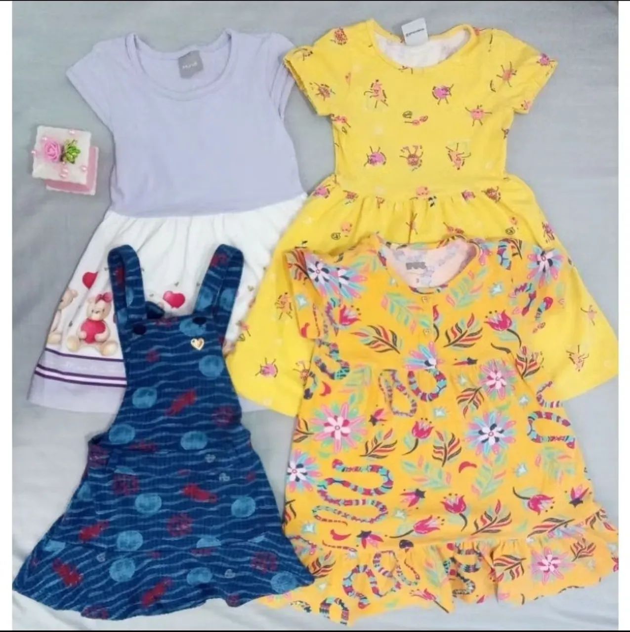 Lote 4 Vestidos infantis Tam 3/4 Marcas Malwee, Puc, Elian e Brandili 