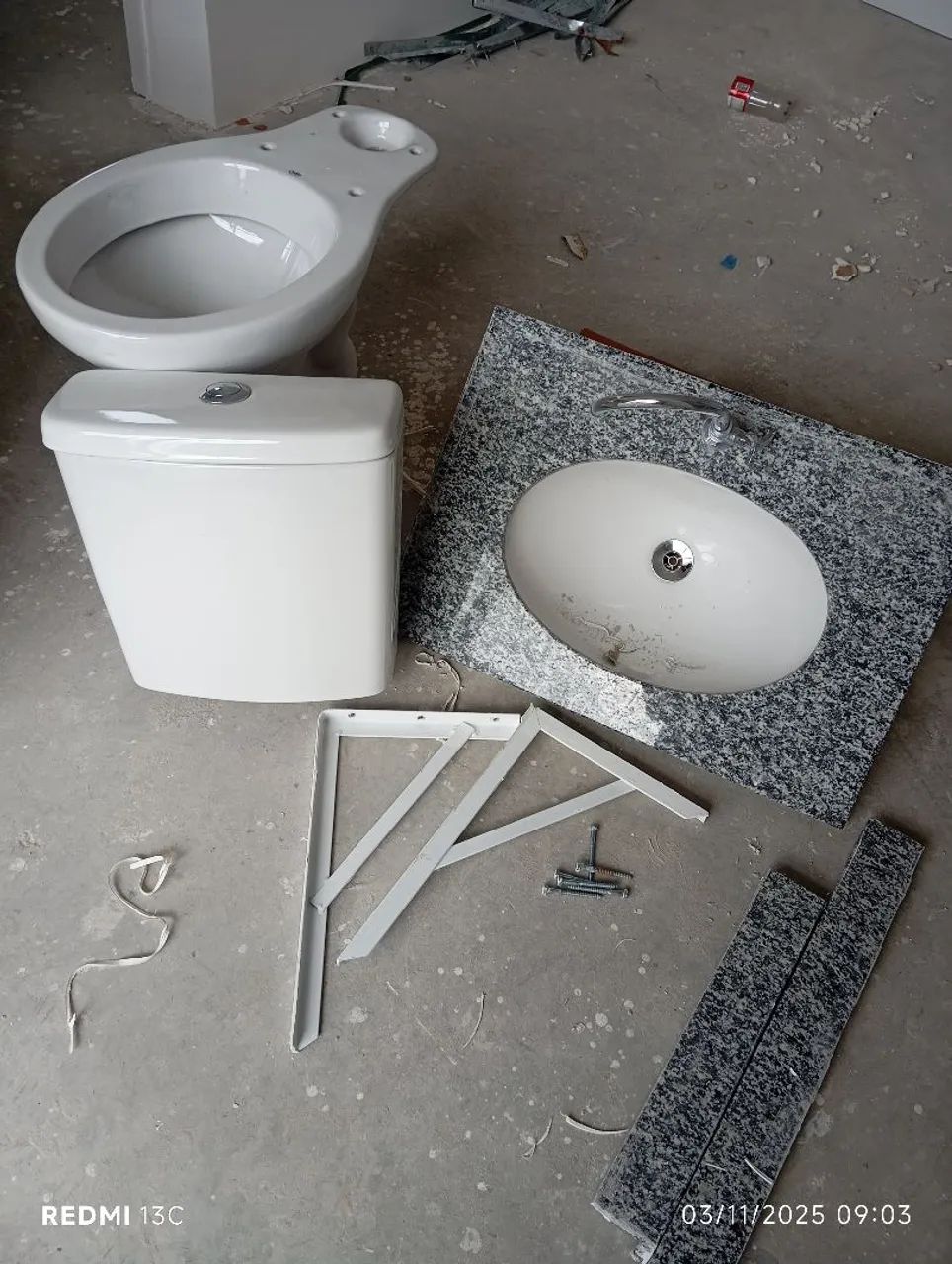 Material de construção kit completo pia 65cm×45cm com torneira vaso sanitário 