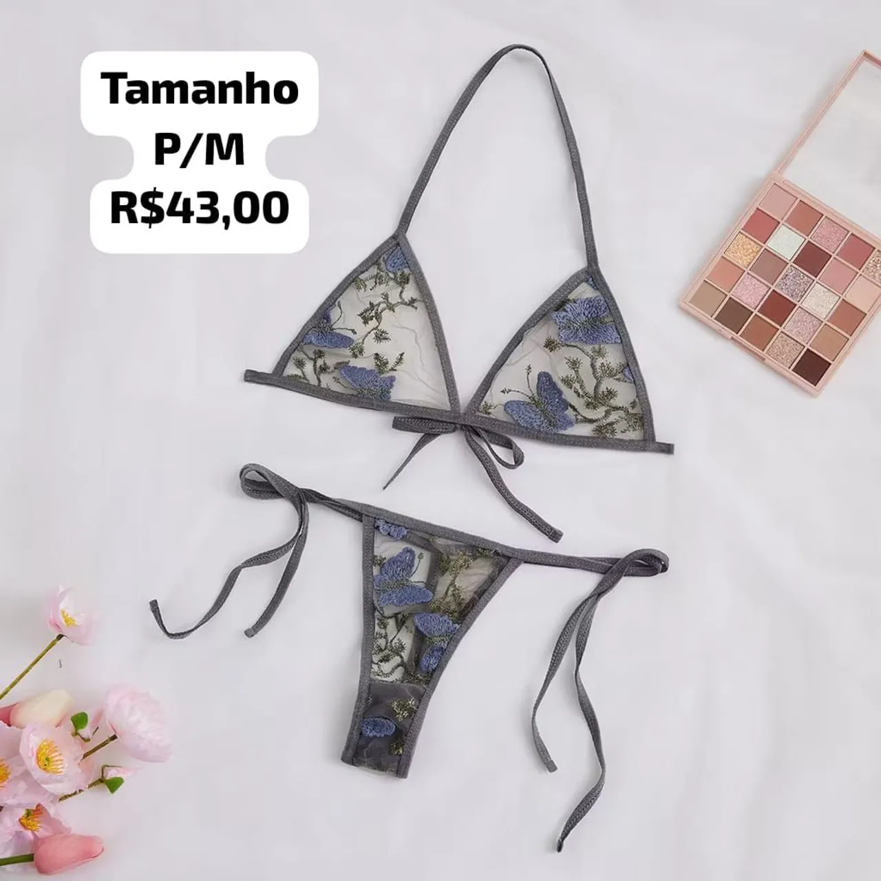 Conjunto de Lingerie Renda Floral - P/M