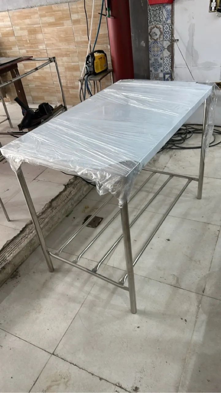 Mesa de inox novas 115x50 valor 450  - Foto 2