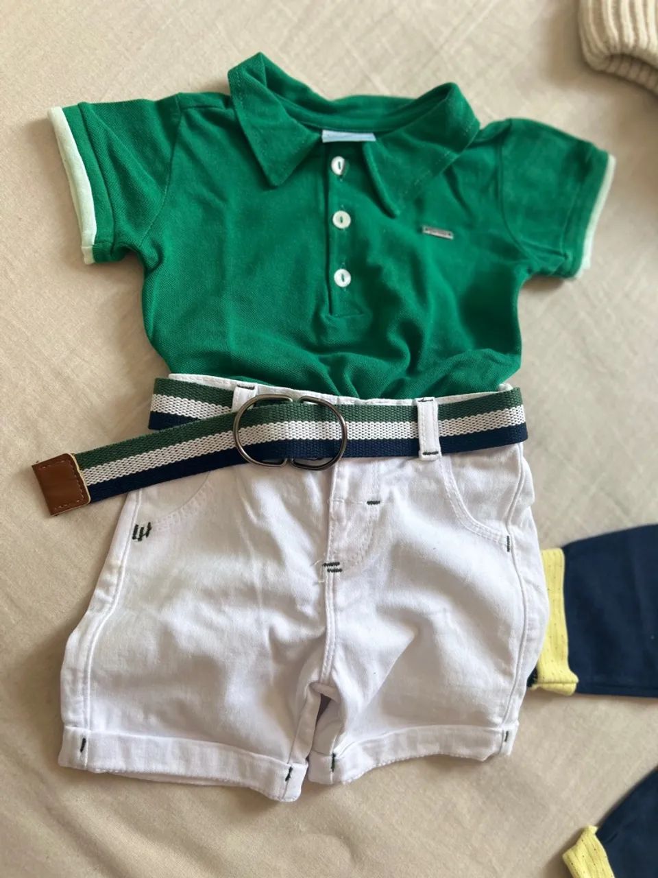 Conjunto de Roupas para Bebê - Verde, Branco e Azul - Foto 2