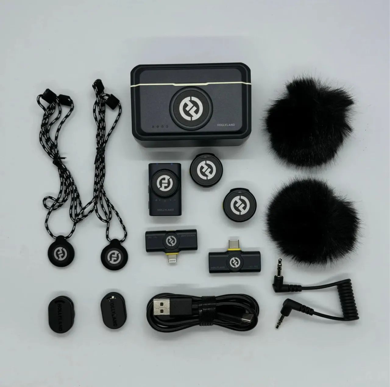 Microfone Hollyland Lark M2 Duo Combo Duplo Para 2 Pessoas USB-C, Lightning e Camera preto - Foto 3