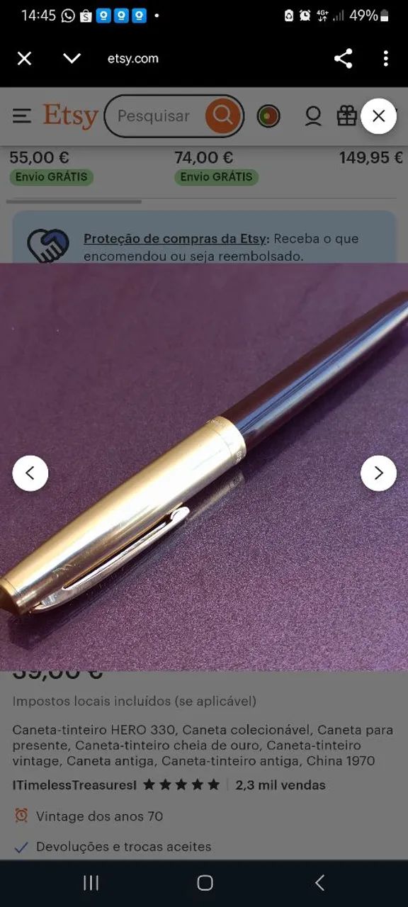 Caneta-tinteiro HERO 330 Vintage - Colecionável