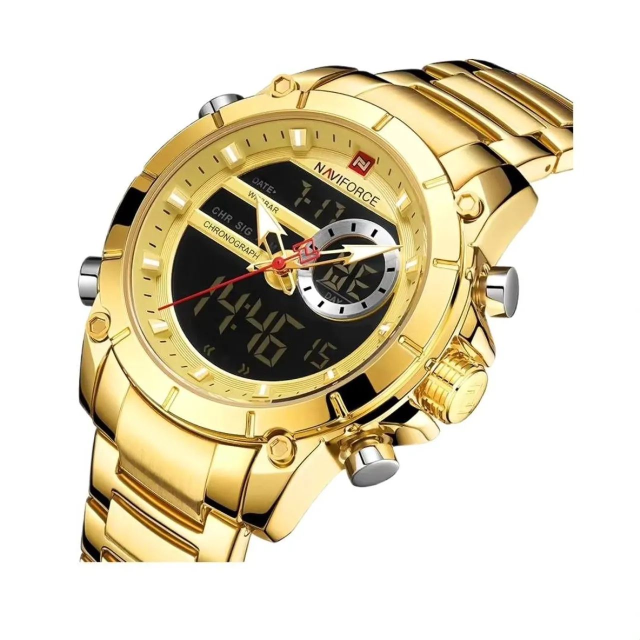 Relógio Masculino Naviforce Analógico Digital Dourado - Foto 2