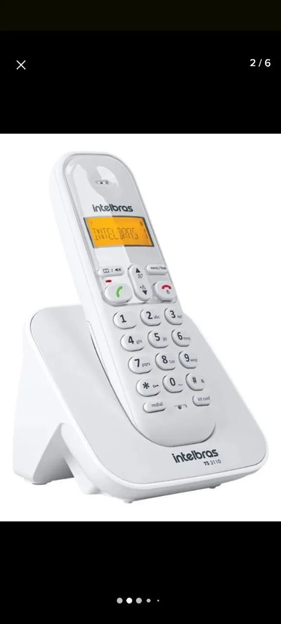 Telefone Intelbras sem fio branco 