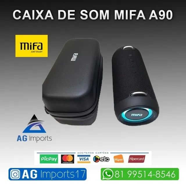 Mifa A90 Caixa de Som Bluetooth RGB IPX8 60W 30 horas de