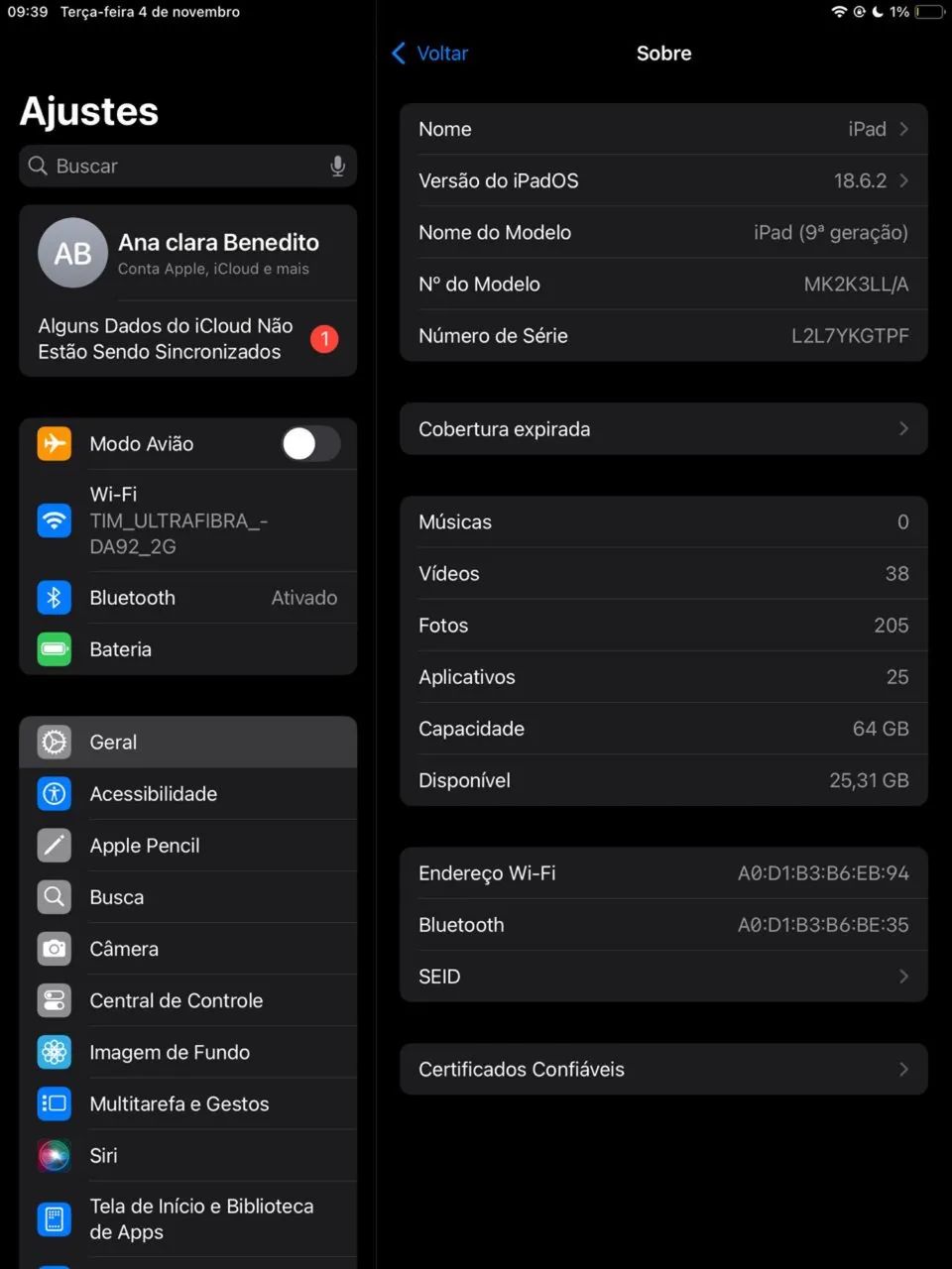 IPAD geração 9 , 64gb64297079571714120