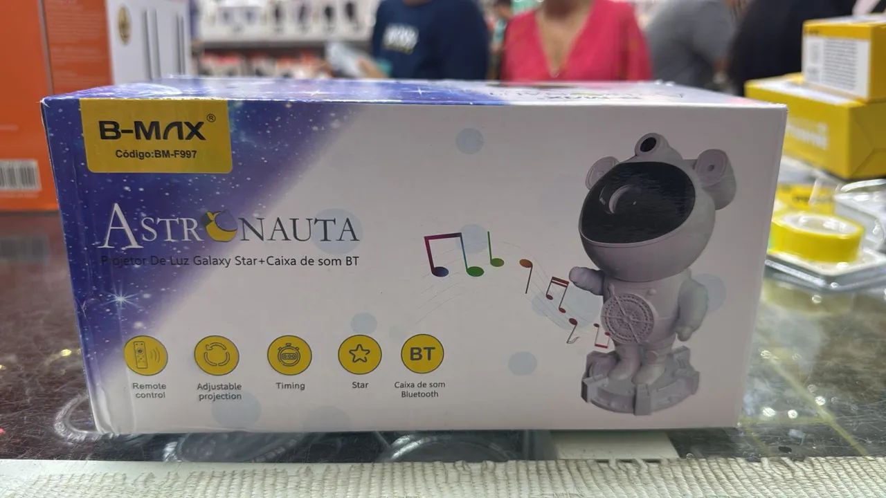 Projetor Astronauta estrelas lunar caixa de som Bluetooth
