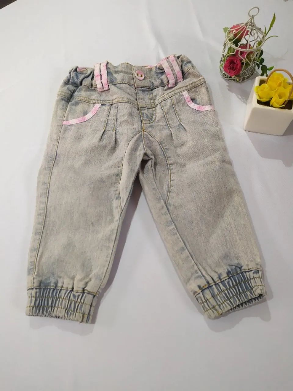 Calça jeans infantil 6a12 meses 