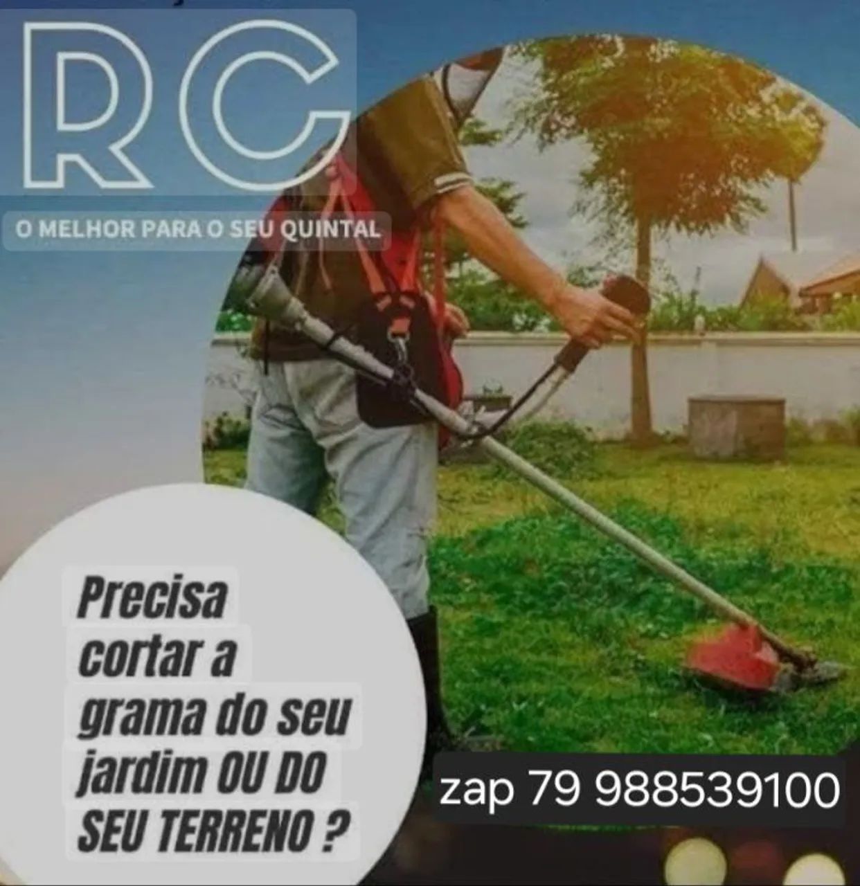 Corte de grama em jardins e terrenos