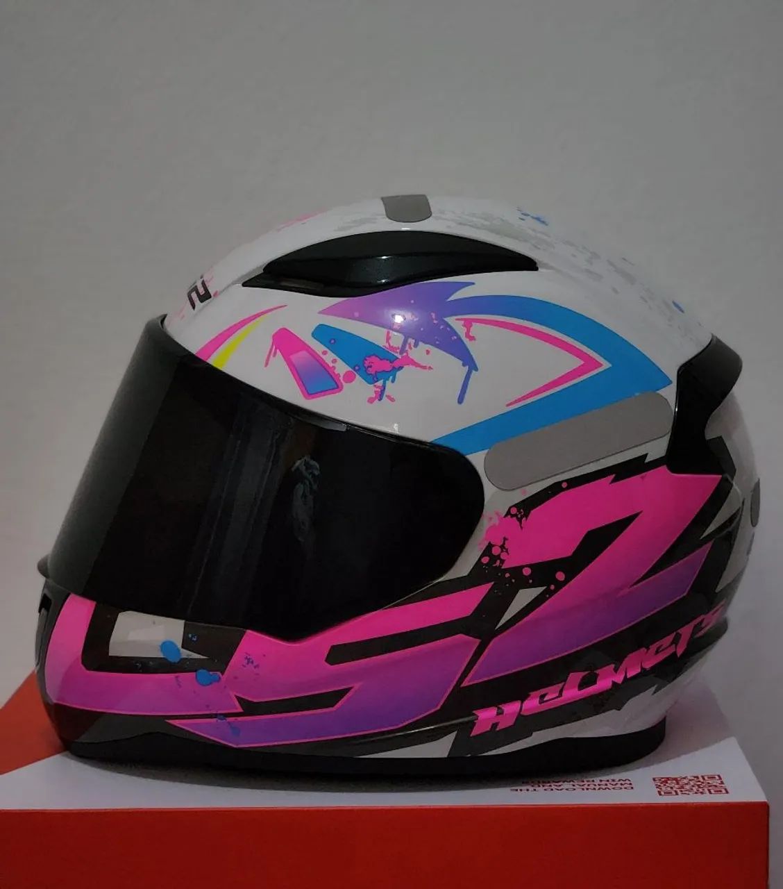 Capacete Ls2 Ff353 Rapid Tagline Rosa Branco
