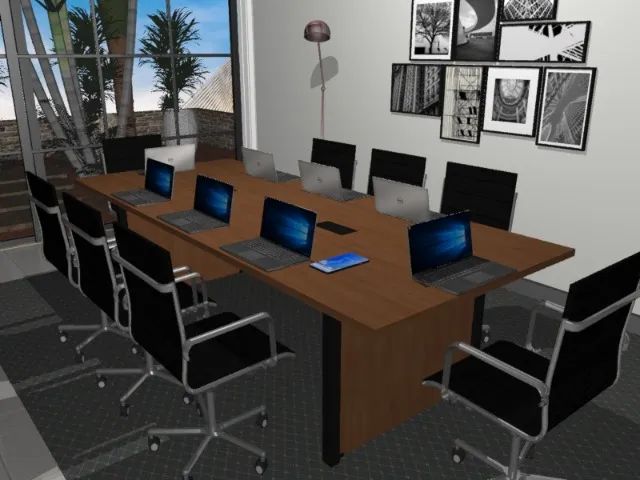 Mesa de Reunião Delluxe Wood: 8 Tomadas: L220cm x L120cm x A74cm. - Foto 2