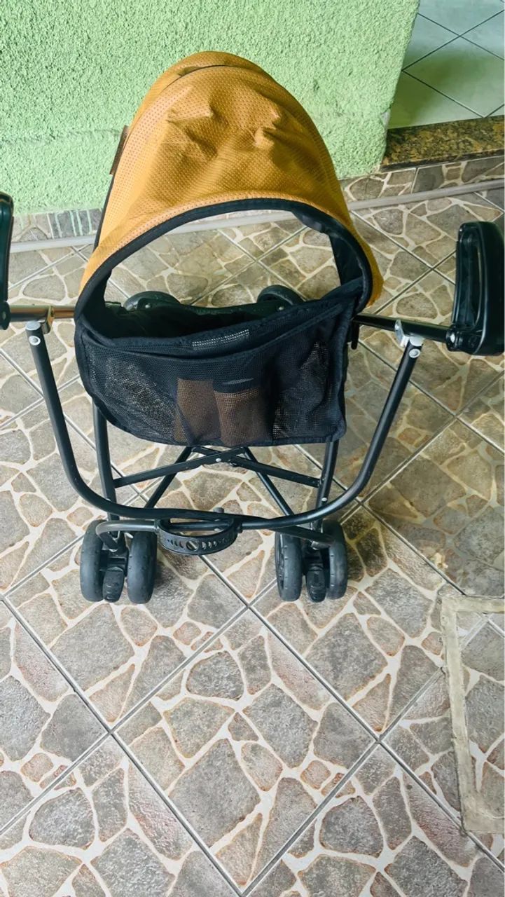 Carrinho De Bebê Capri Dupla Face Preto Caramelo - Galzerano