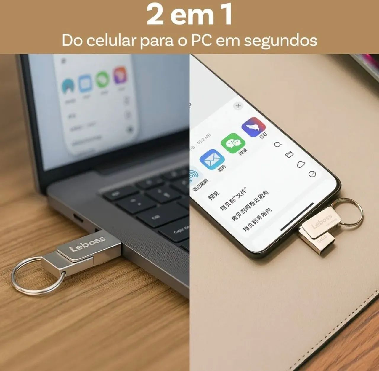 Pendrive 32gb Tipo C Usb Pcs Para Celular Portatil Chaveiro<br><br>
