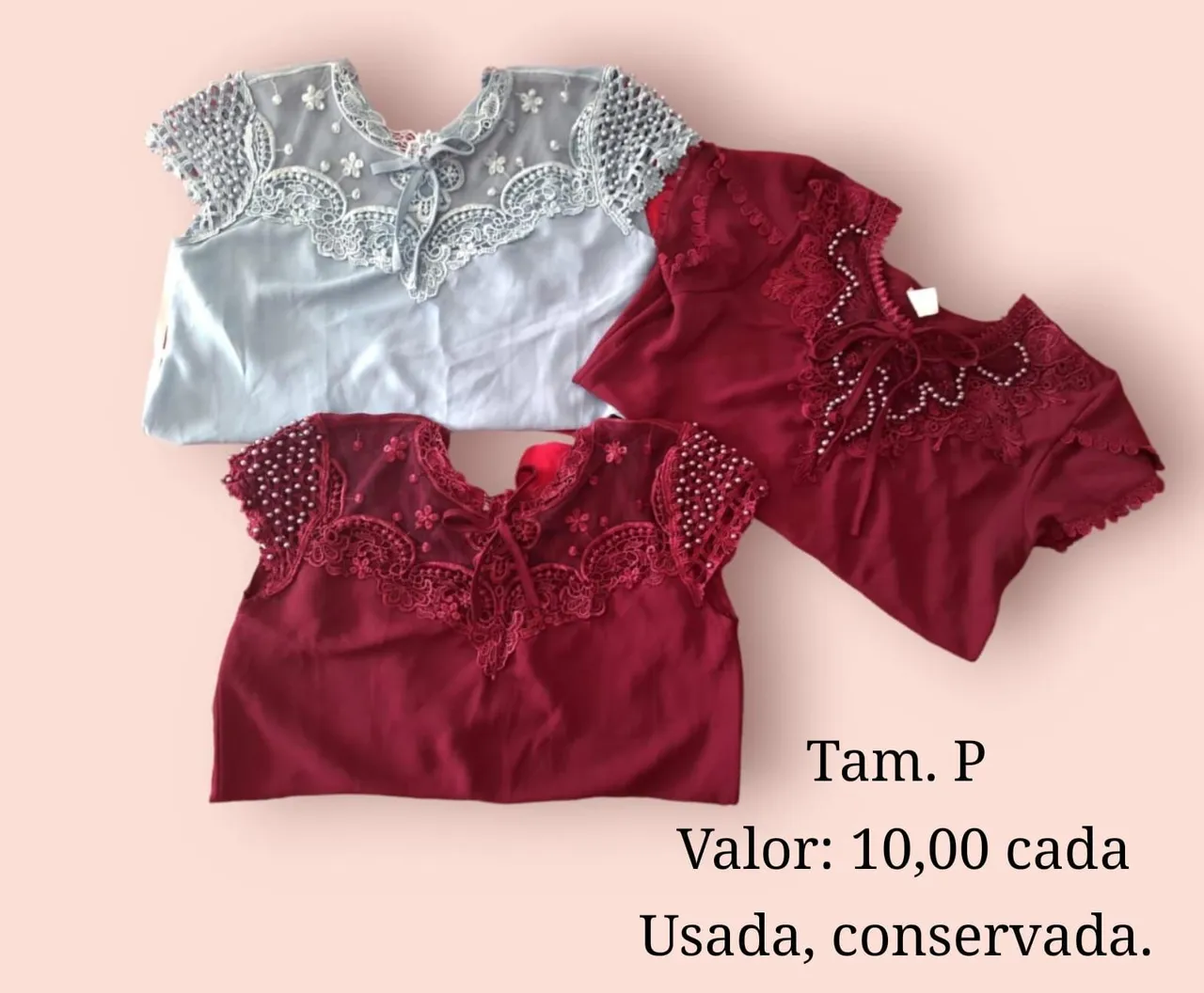 3 Blusas crepe feminina P