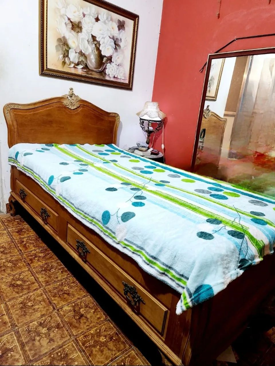 Conjunto de quarto madeira Peroba Rosa - Antiguidade Luis XV