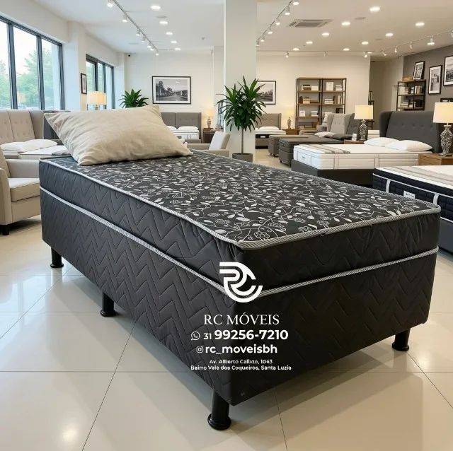 Cama Box Solteiro com Molas 88x1,88 Floral Avelã Luxo - Foto 3