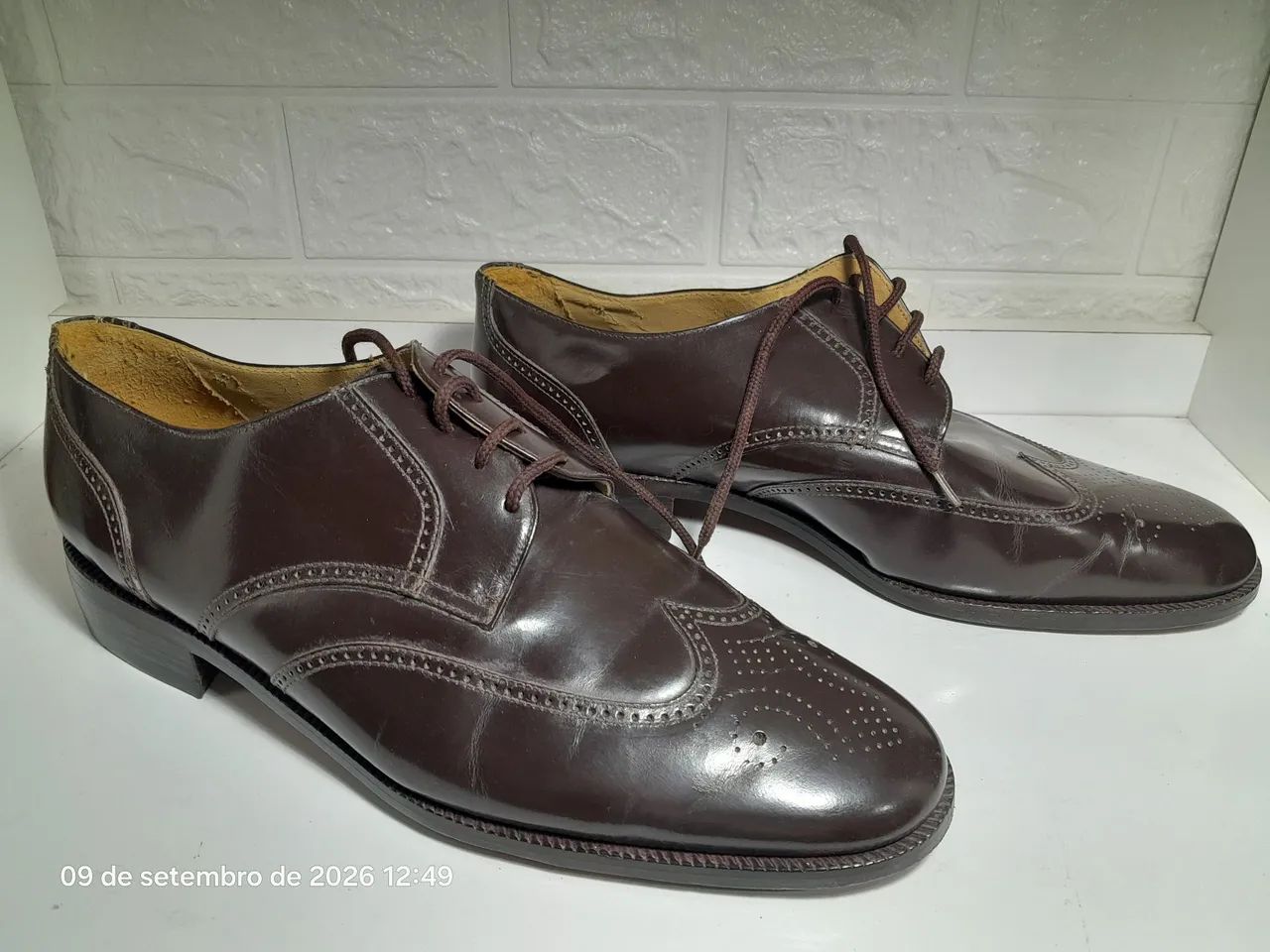 Sapato masculino couro marrom usado - Foto 5