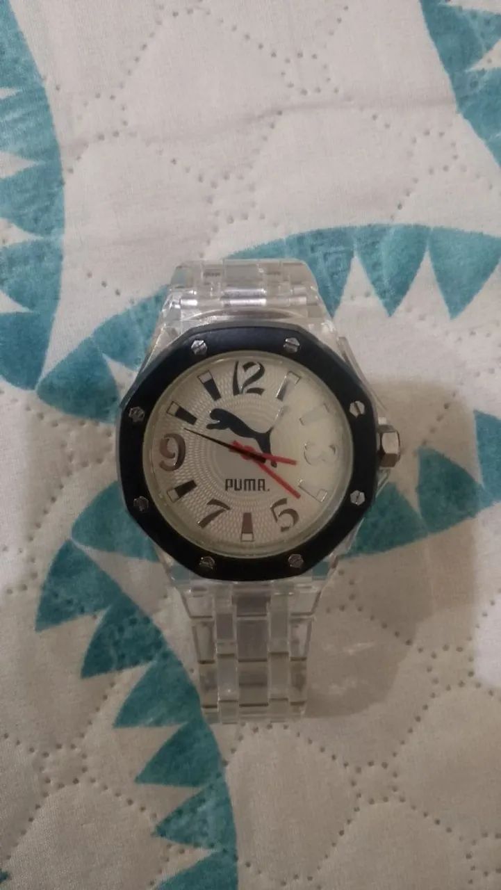 Relógio Puma Original com pulseira transparente 
