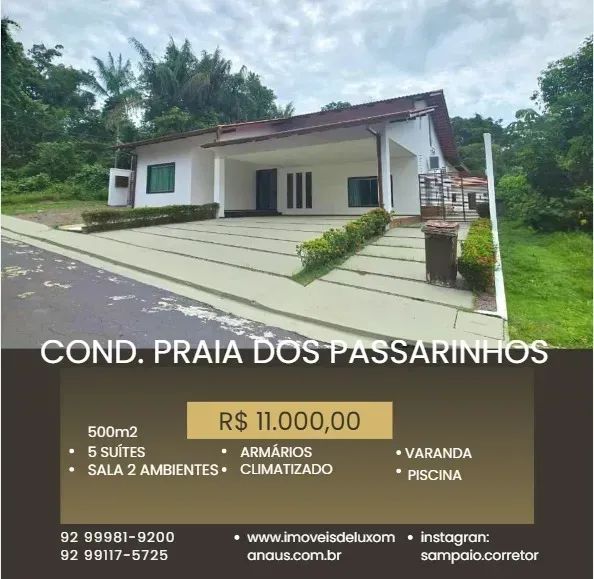 PASSAREDO. COND. PRAIA DOS PASSARINHOS ALUGO CASA COM 800M2, 5 SUITES, SALA PARA 2 AMBIENT
