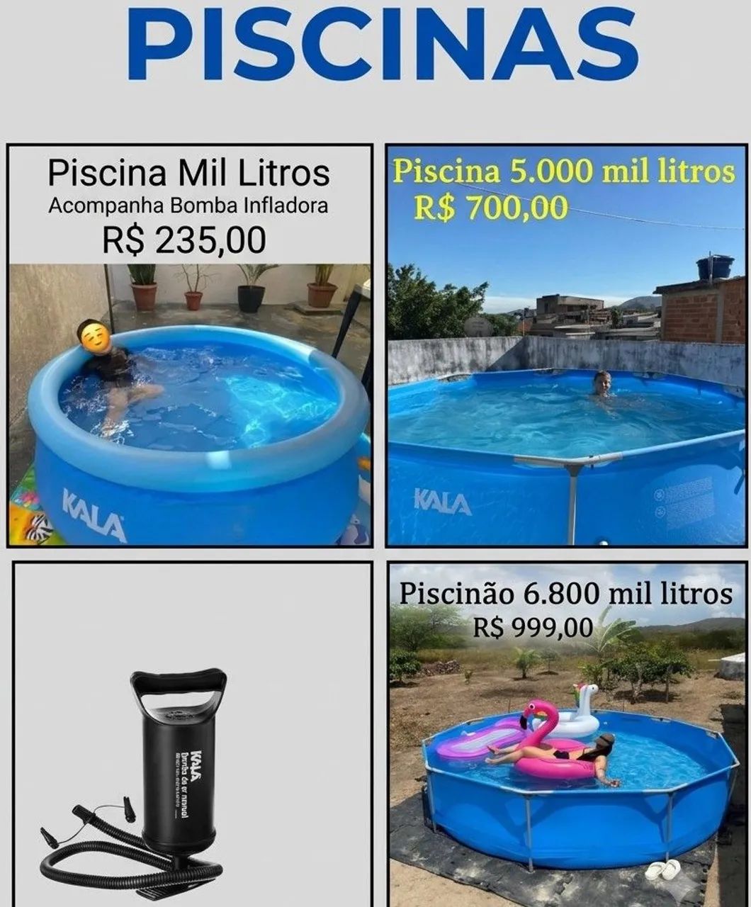 Piscinas, Vários Tamanhos e valores 
