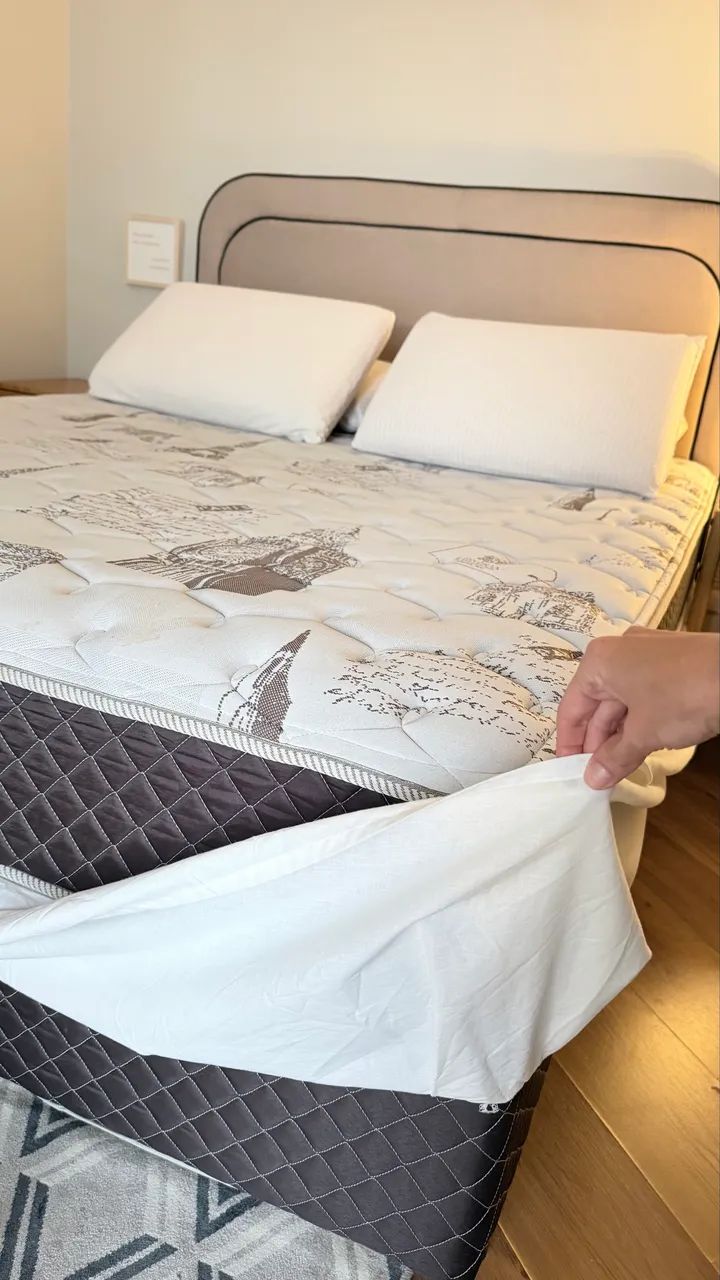 Cama Box Queen com Cabeceira e 4 Travesseiros - Foto 5
