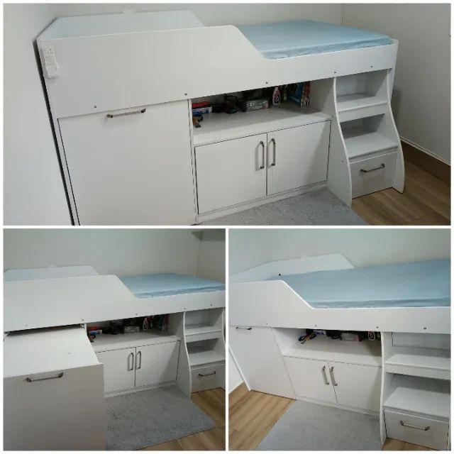 Cama de solteiro com escrivaninha