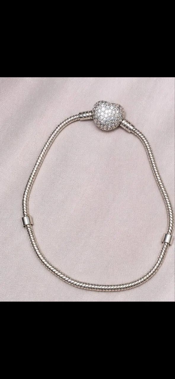 Pulseira pandora com fecho de coração - Foto 3