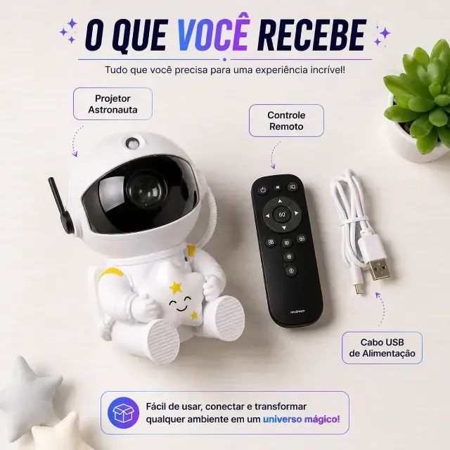 Luminária Astronauta Projetor Led Infantil Galáxia Estrela - Foto 4