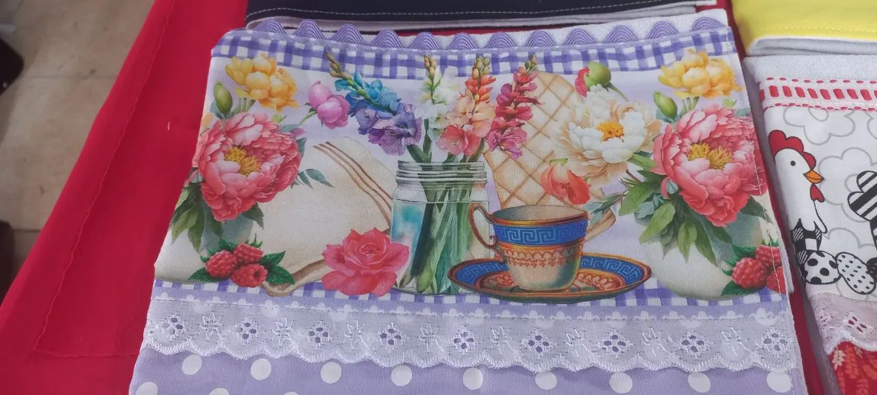 PANOS DE PRATO PÉ DE GALINHA VARIAS ESTAMPAS - Foto 5