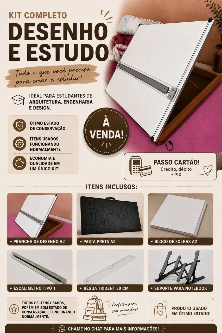 Kit de desenho com Prancheta A2