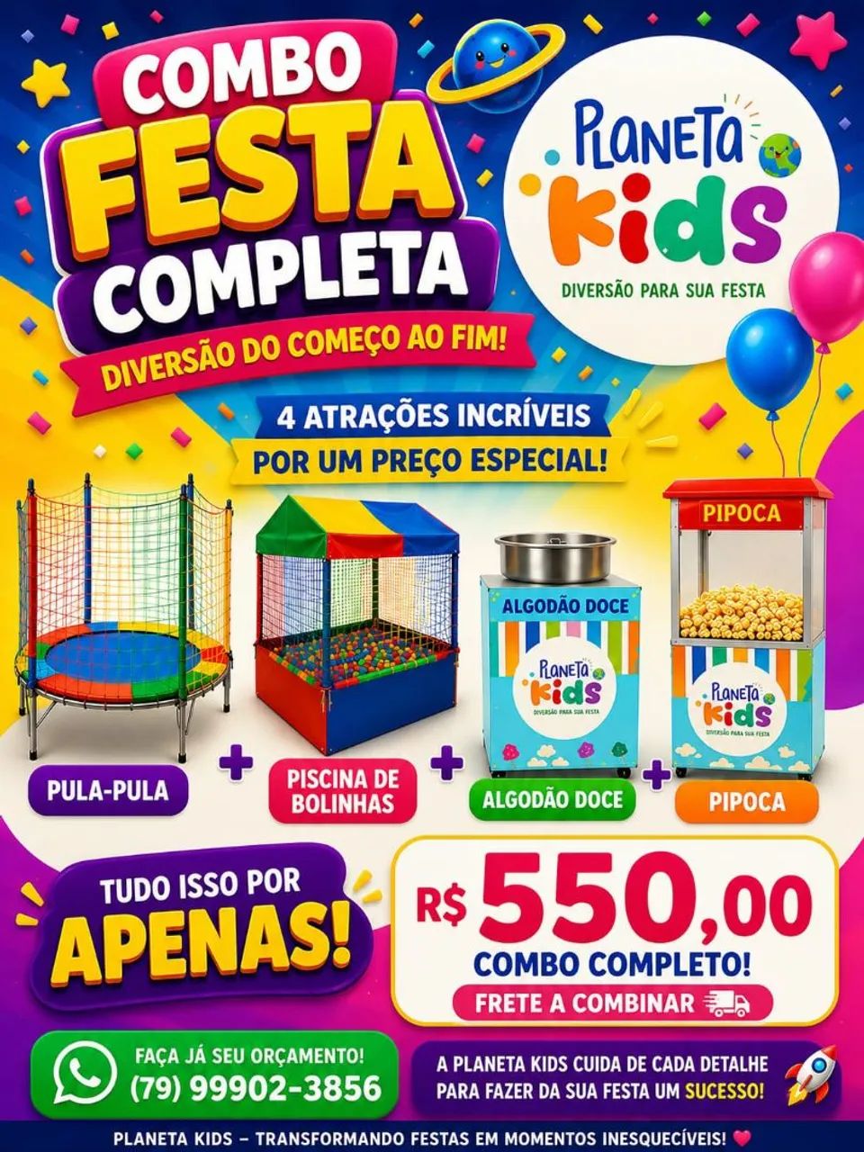 Locação de Brinquedos, Pipoca e Algodão Doce