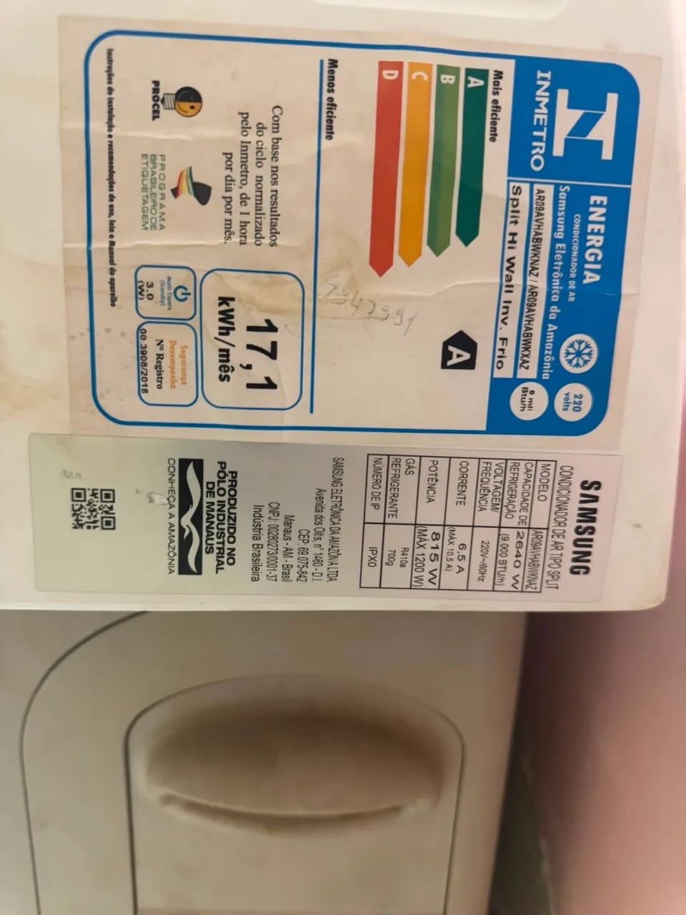 Ar condicionado Samsung 9mil Btu  - Foto 3