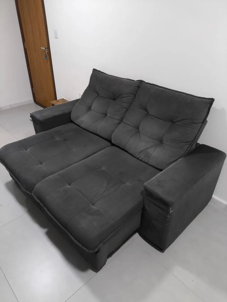 Sofá retrátil tecido suede 2,10 x 1,30m