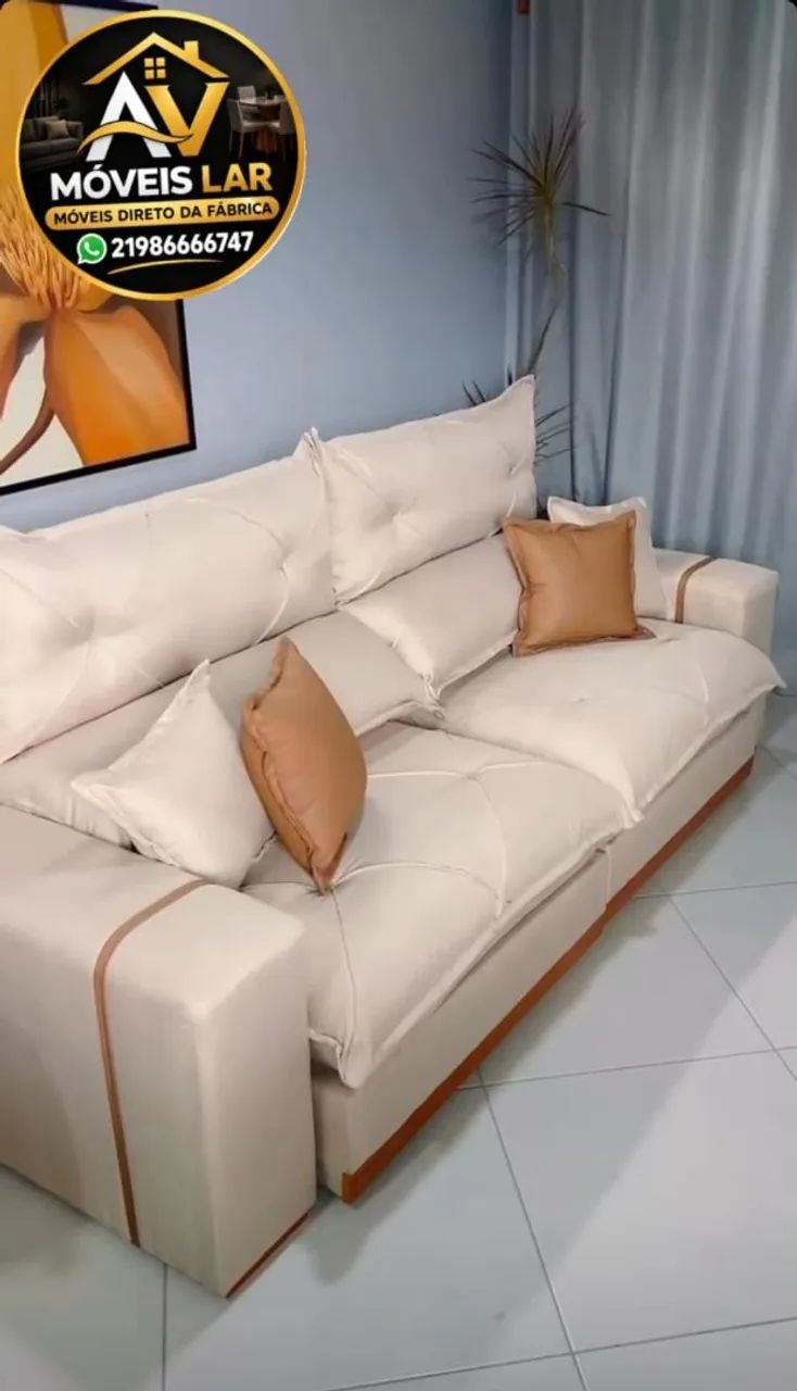 Sofá retrátil e reclinável 2.50M molas ensacadas espuma d33  - Foto 3