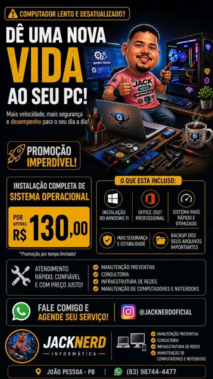 Formatação de PC e Notebook | Windows 11 e Office 2021