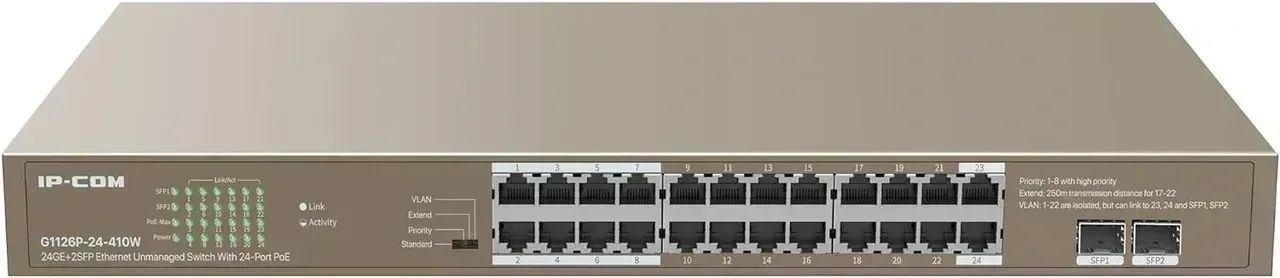 Switch 24p Ip-com G1126p-24-410w +2p Sfp POE - Foto 3