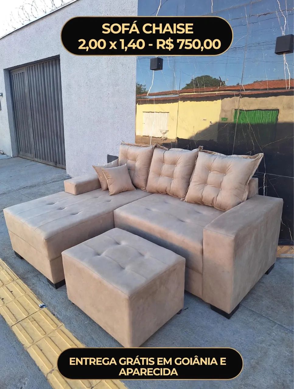 Sofá Novo, Com Puff de Brinde e Entrega Grátis