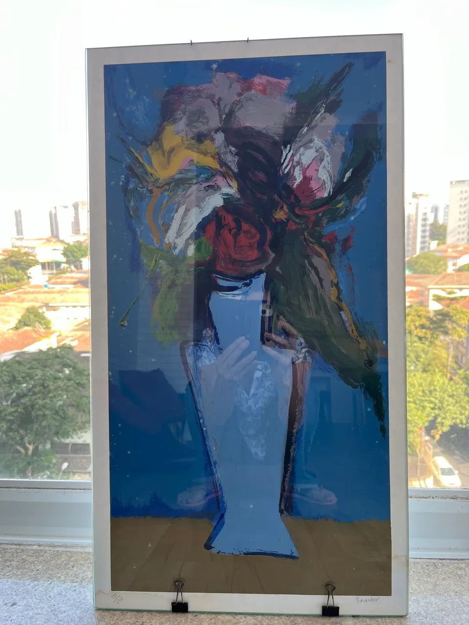 Quadro vidro pintura no papel assinado  - Foto 3