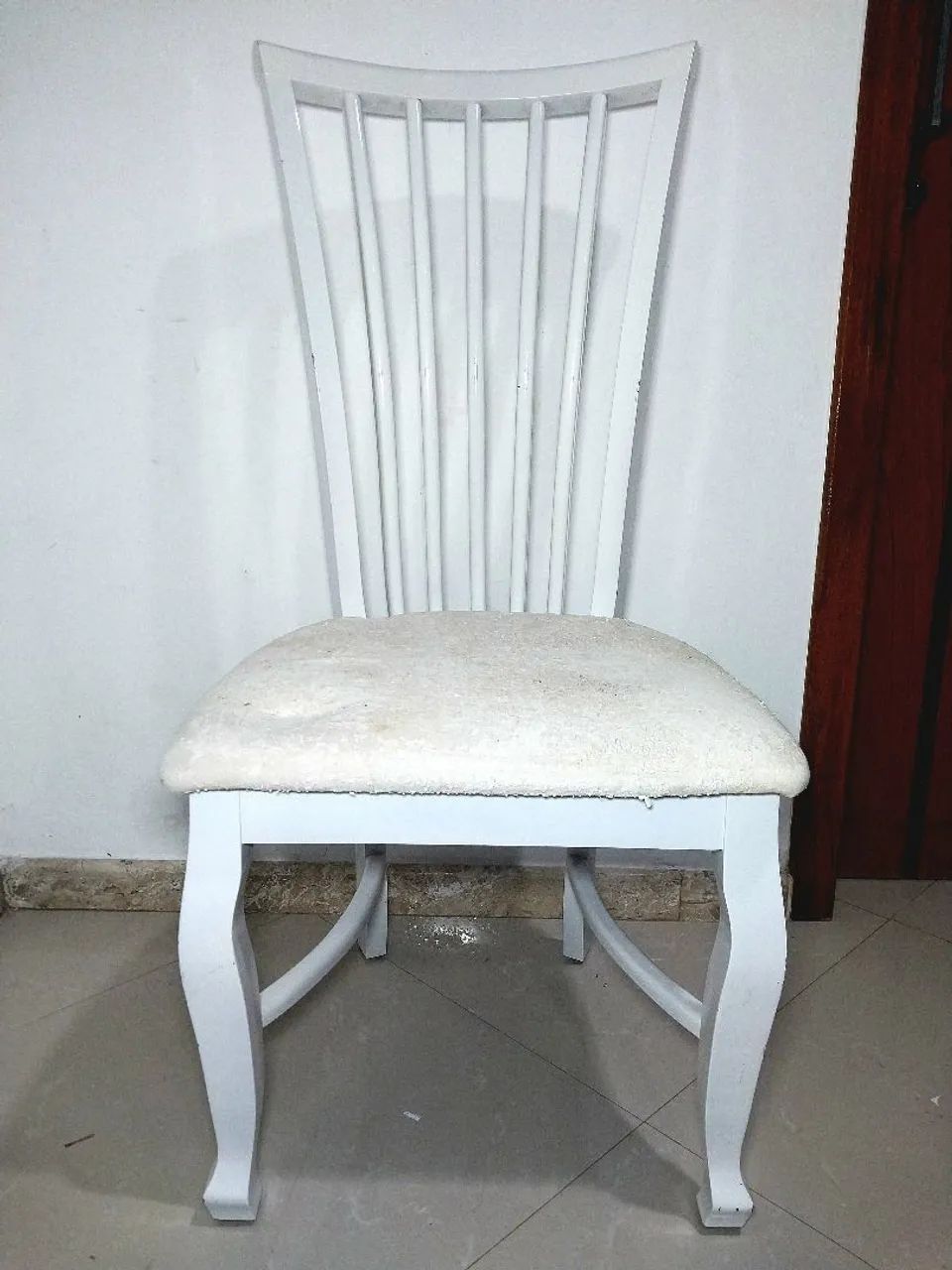 Conjunto de 6 Cadeiras de Madeira Maciça - Branca 