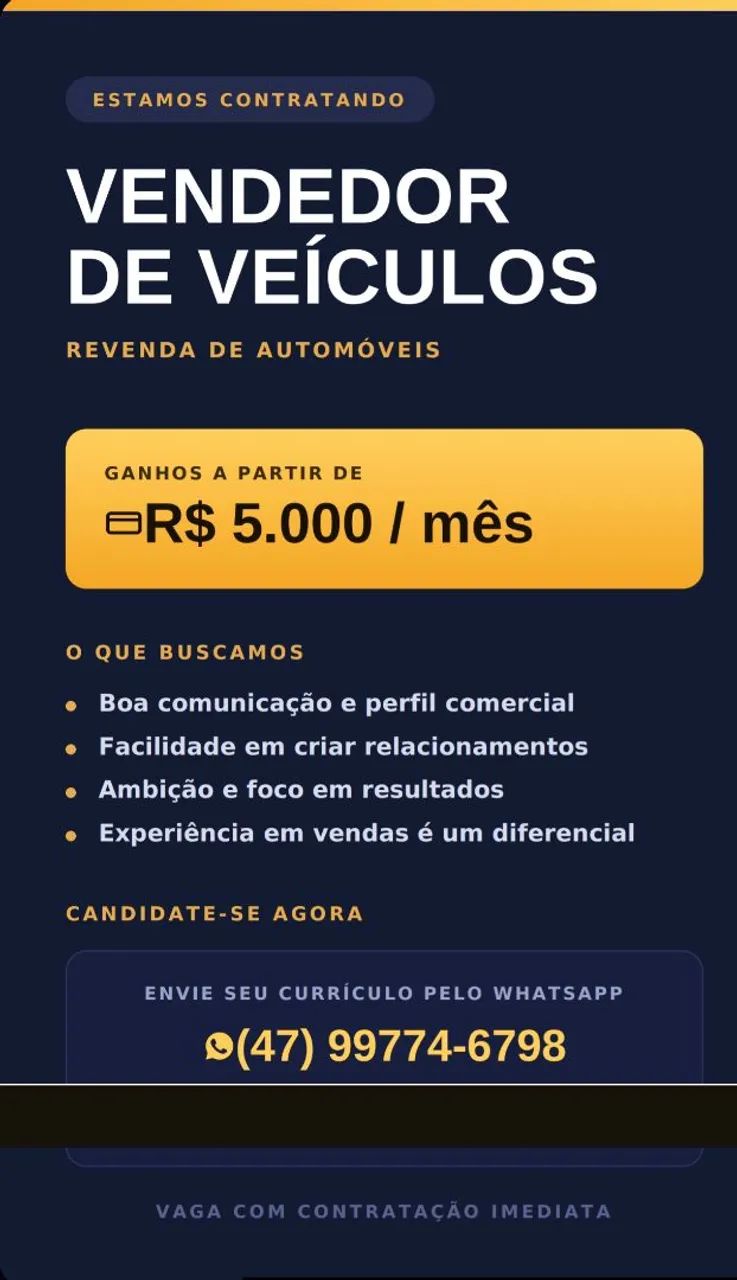 Vaga vendedor de carros 