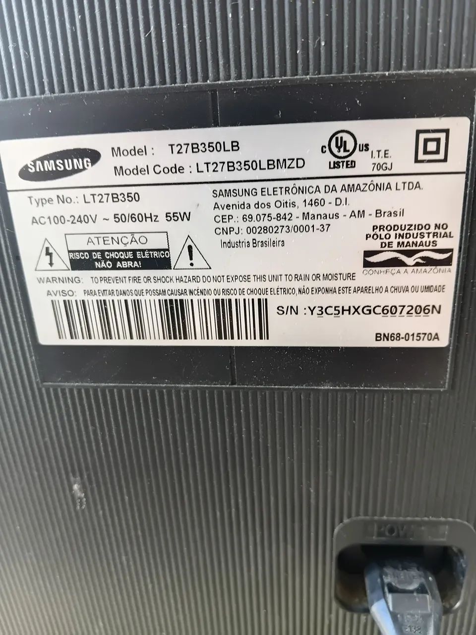 Hdtvmonitor Samsung sincymaster t27b350 listras tela com defeito - Foto 3