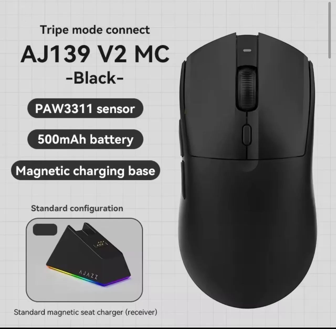 Mouse gamer Ajazz AJ139 V2 MC com dock de carregamento  - Foto 2